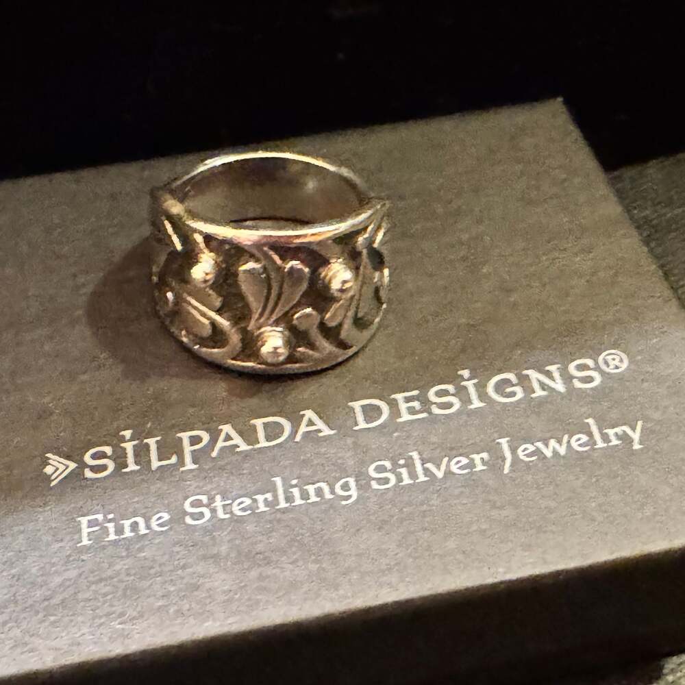 Silpada Floral Vine Holy Trinity Sterling Silver Wide Band Ring